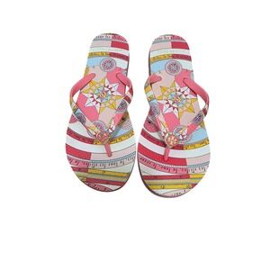 Tory Burch Women Pink & Multicolor Flip Flops Thong Fary Size 8